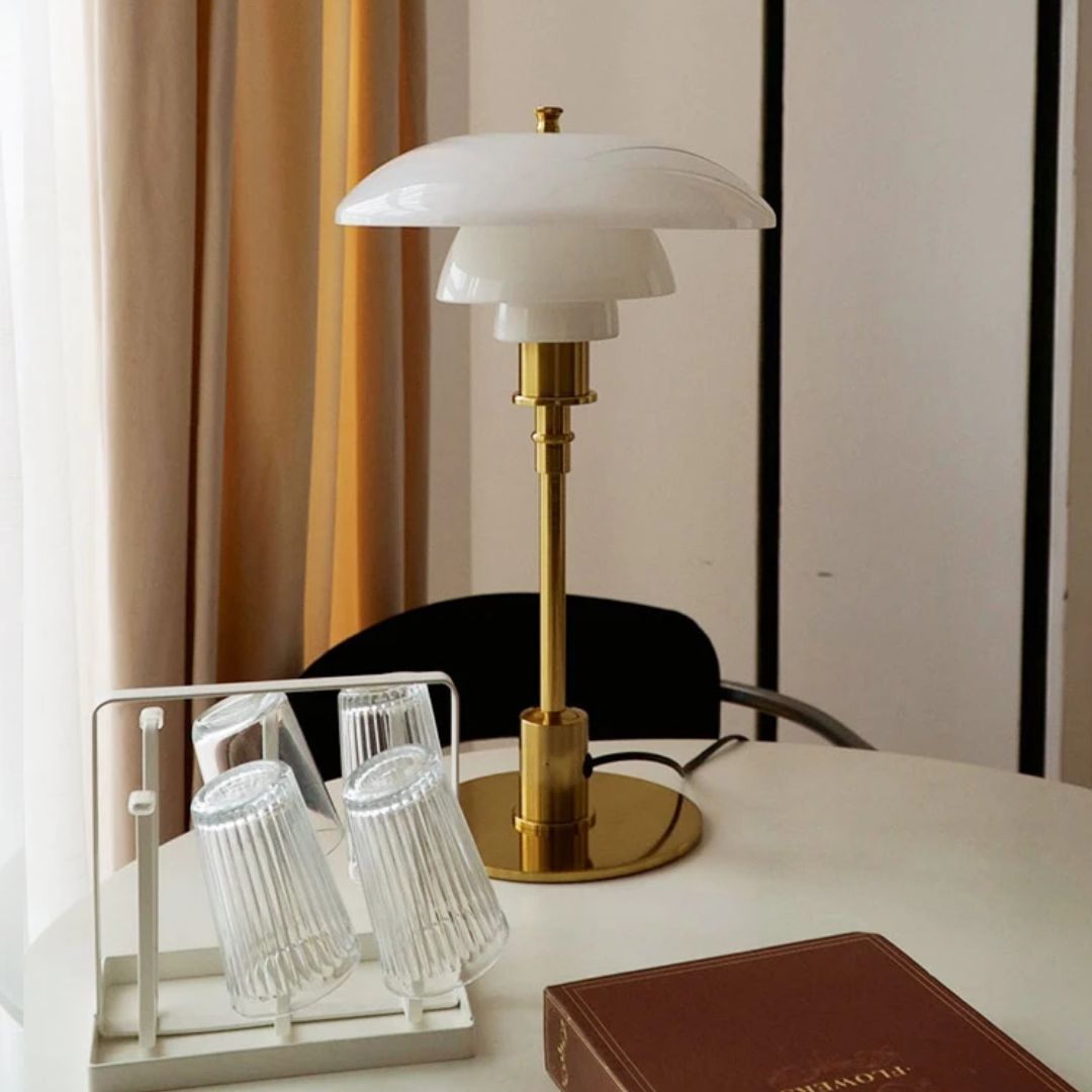 Nordora – LED tafellamp glas Scandinavisch design – woon & werkruimte