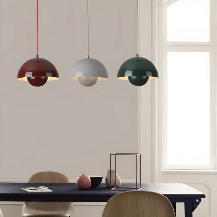Lámpara colgante NordicBlossom – lámpara escandinava con pantalla en forma de flor y luz LED cálida