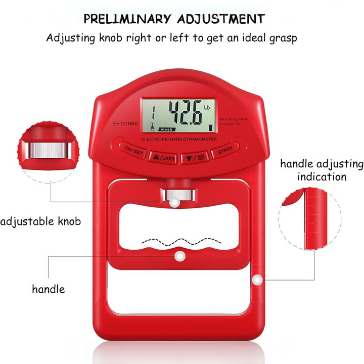 Handscope medidor digital de fuerza manual – medición hasta 90 kg y función de memoria