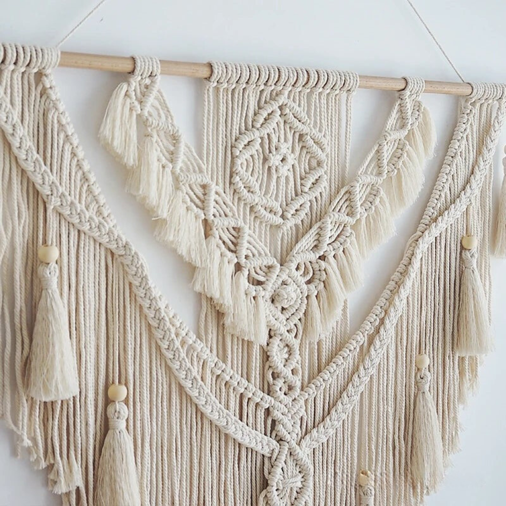 BohoNest – Colgador de pared de macramé estilo escandinavo – Decoración para el hogar