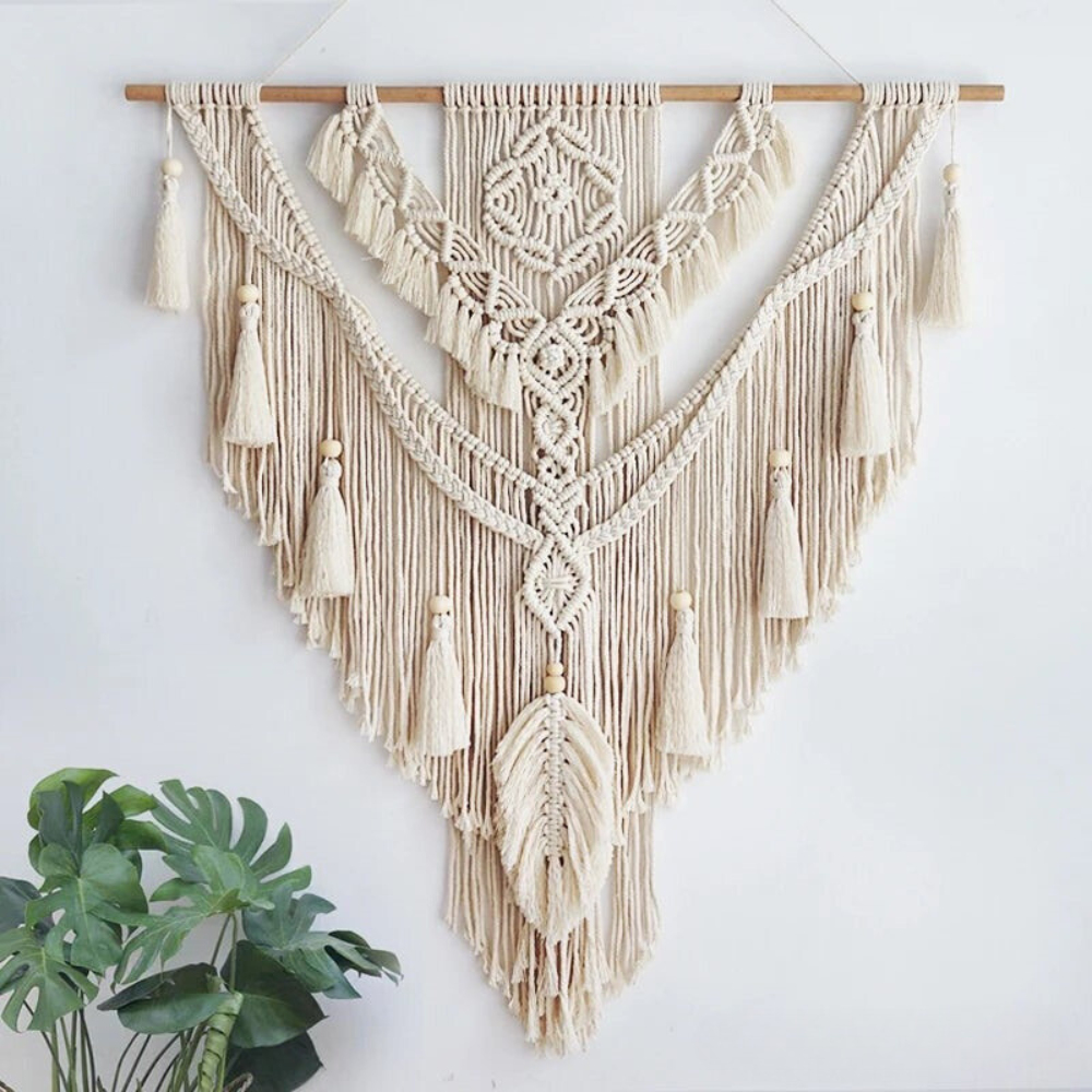 BohoNest – Colgador de pared de macramé estilo escandinavo – Decoración para el hogar