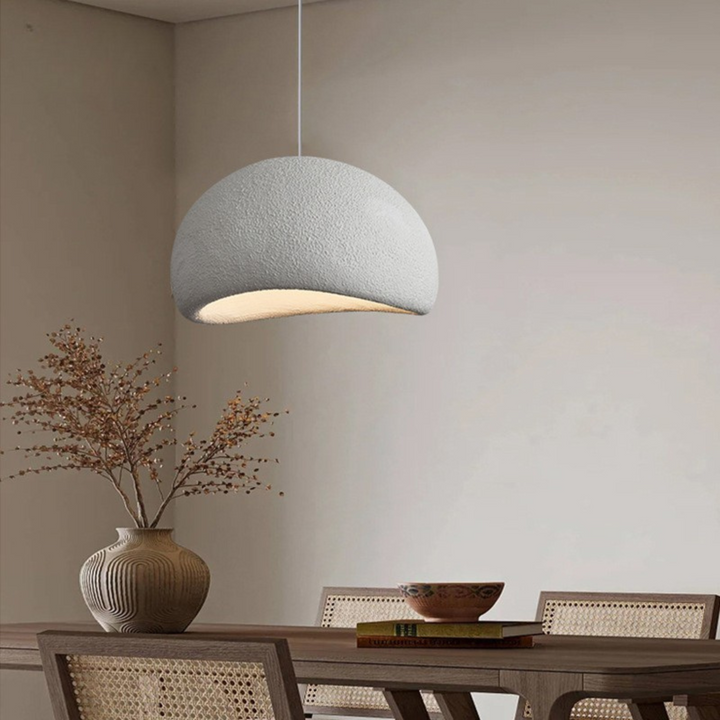 Zenara hanglamp – Japandi plafondlamp van matte hars met minimalistisch &amp; organisch design