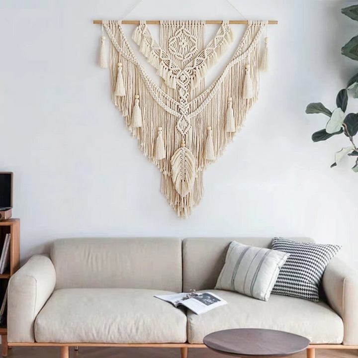 BohoNest – Colgador de pared de macramé estilo escandinavo – Decoración para el hogar