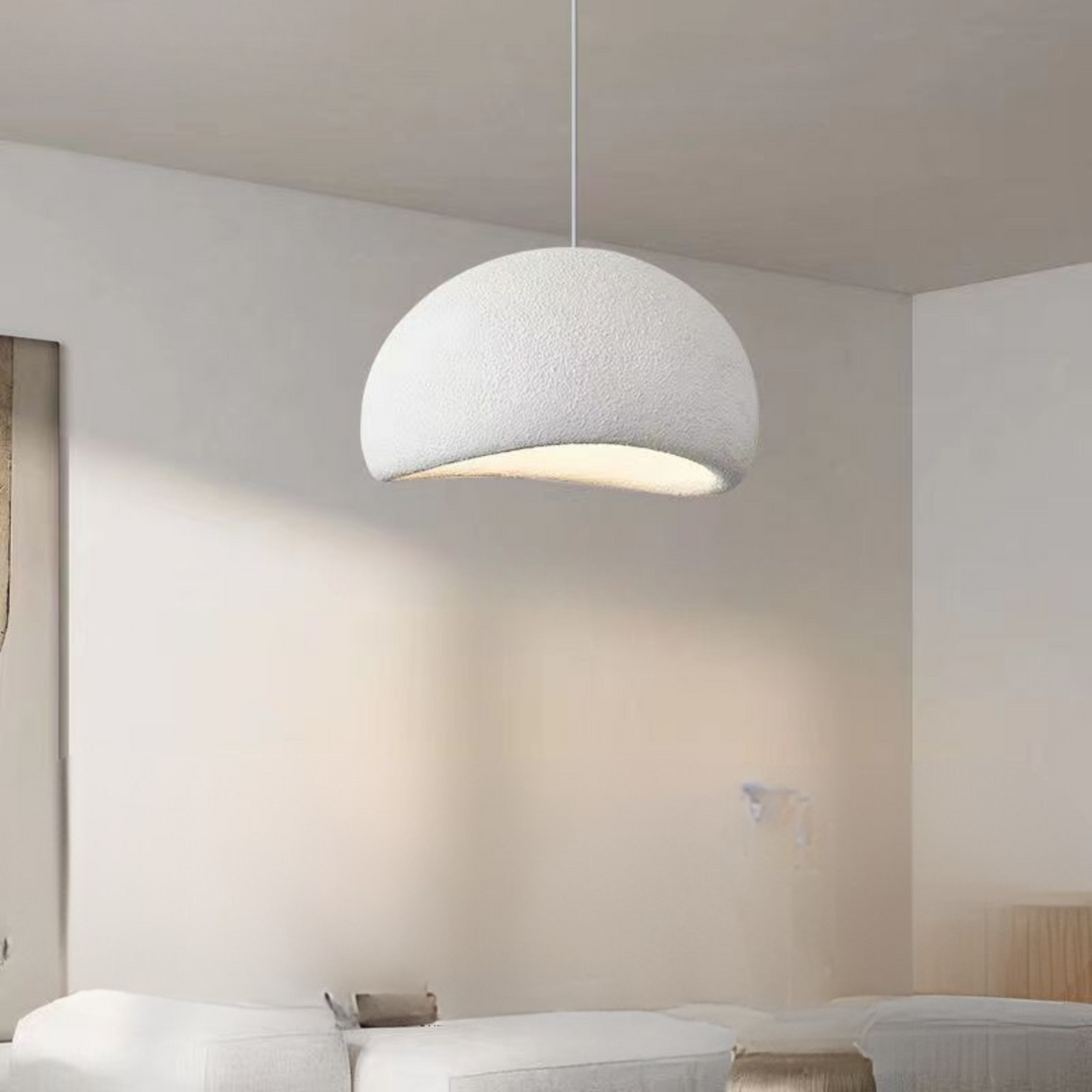 Zenara hanglamp – Japandi plafondlamp van matte hars met minimalistisch &amp; organisch design
