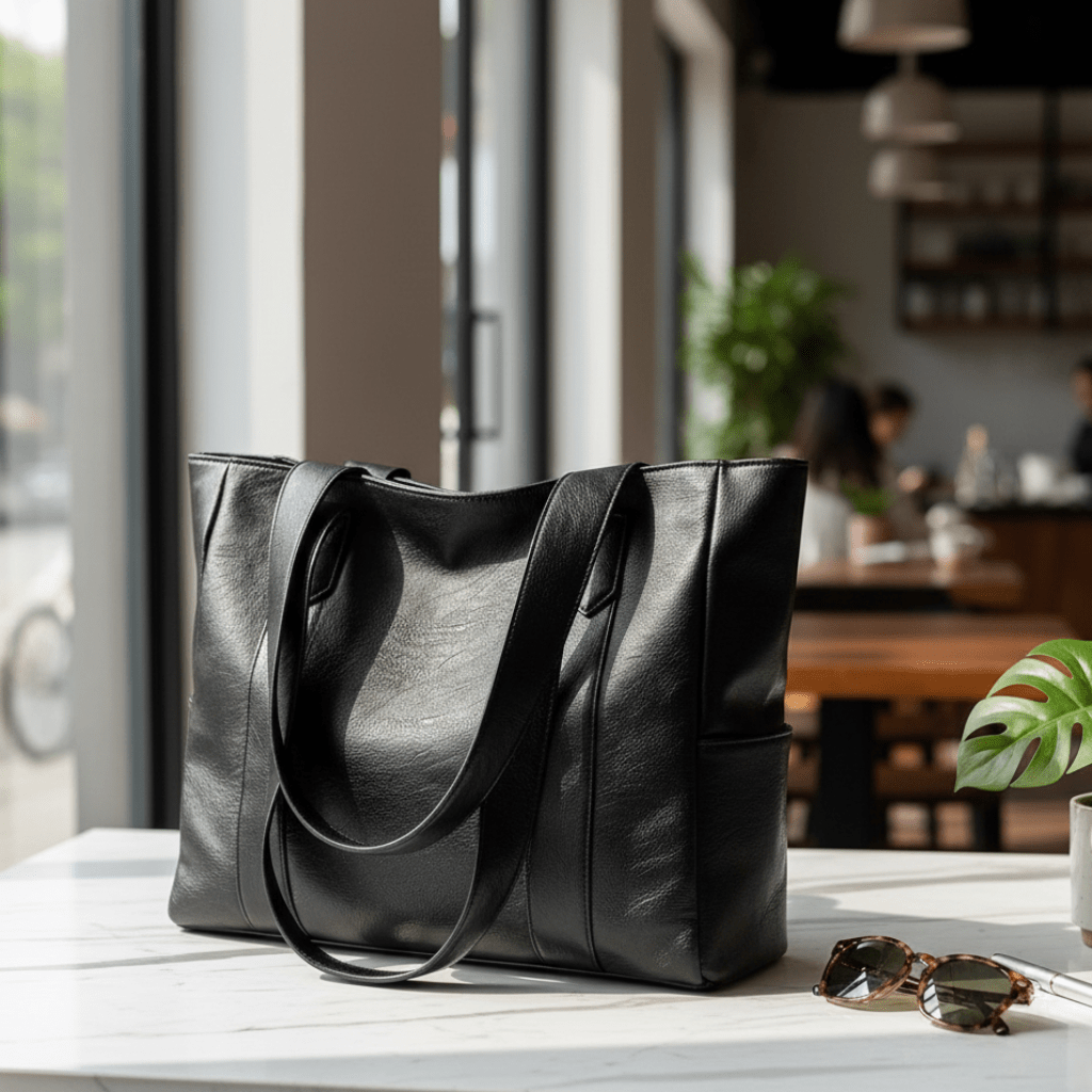 Bolso de hombro de cuero – Diseño espacioso, cierre de cremallera resistente y correa de transporte cómoda