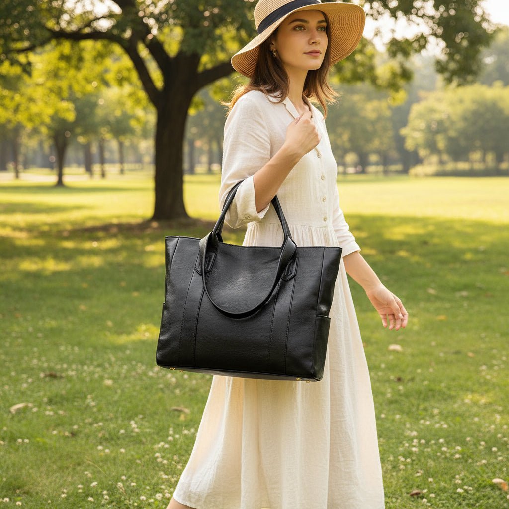 Bolso de hombro de cuero – Diseño espacioso, cierre de cremallera resistente y correa de transporte cómoda