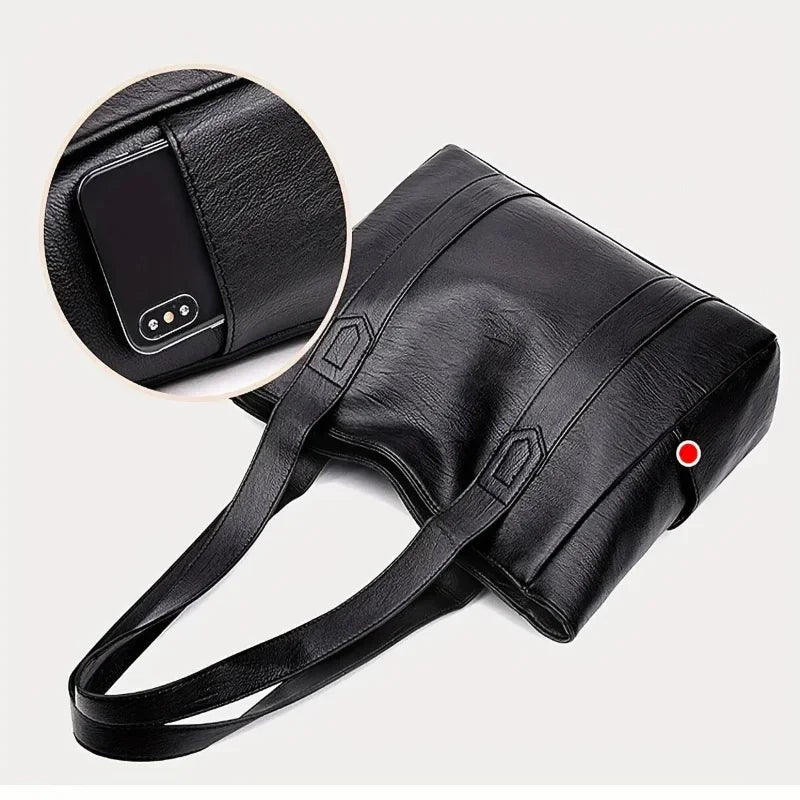 Bolso de hombro de cuero – Diseño espacioso, cierre de cremallera resistente y correa de transporte cómoda