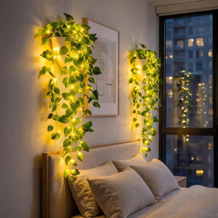 Artificial Ivy Planter Light – Green Vines with Warm LED Lights for Dim Corners Tevako