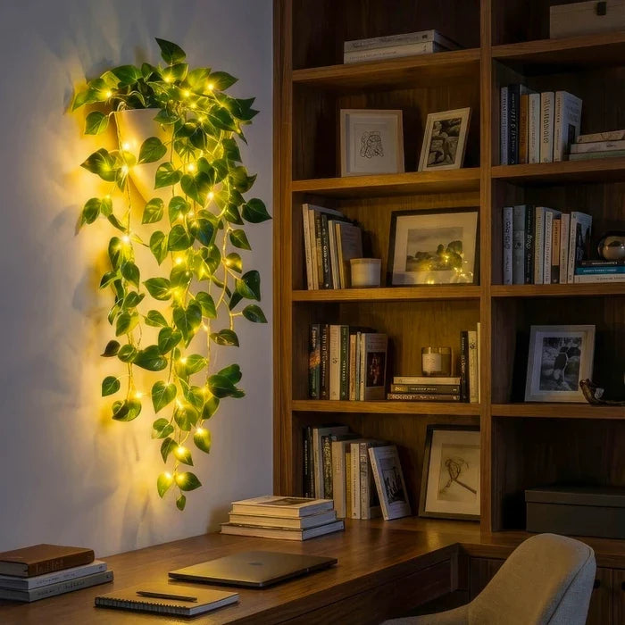 Artificial Ivy Planter Light – Green Vines with Warm LED Lights for Dim Corners Tevako