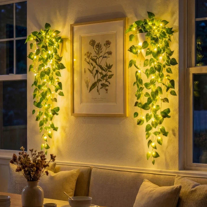 Artificial Ivy Planter Light – Green Vines with Warm LED Lights for Dim Corners Tevako