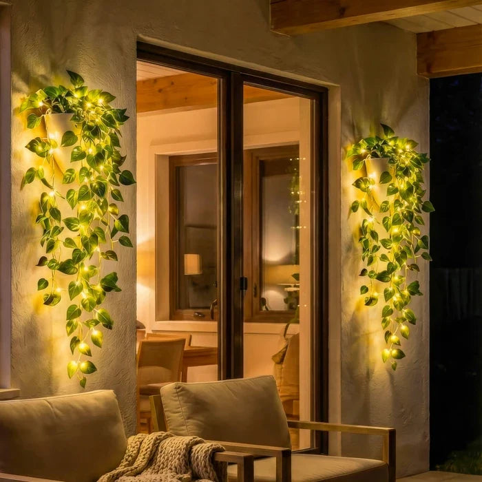 Artificial Ivy Planter Light – Green Vines with Warm LED Lights for Dim Corners Tevako