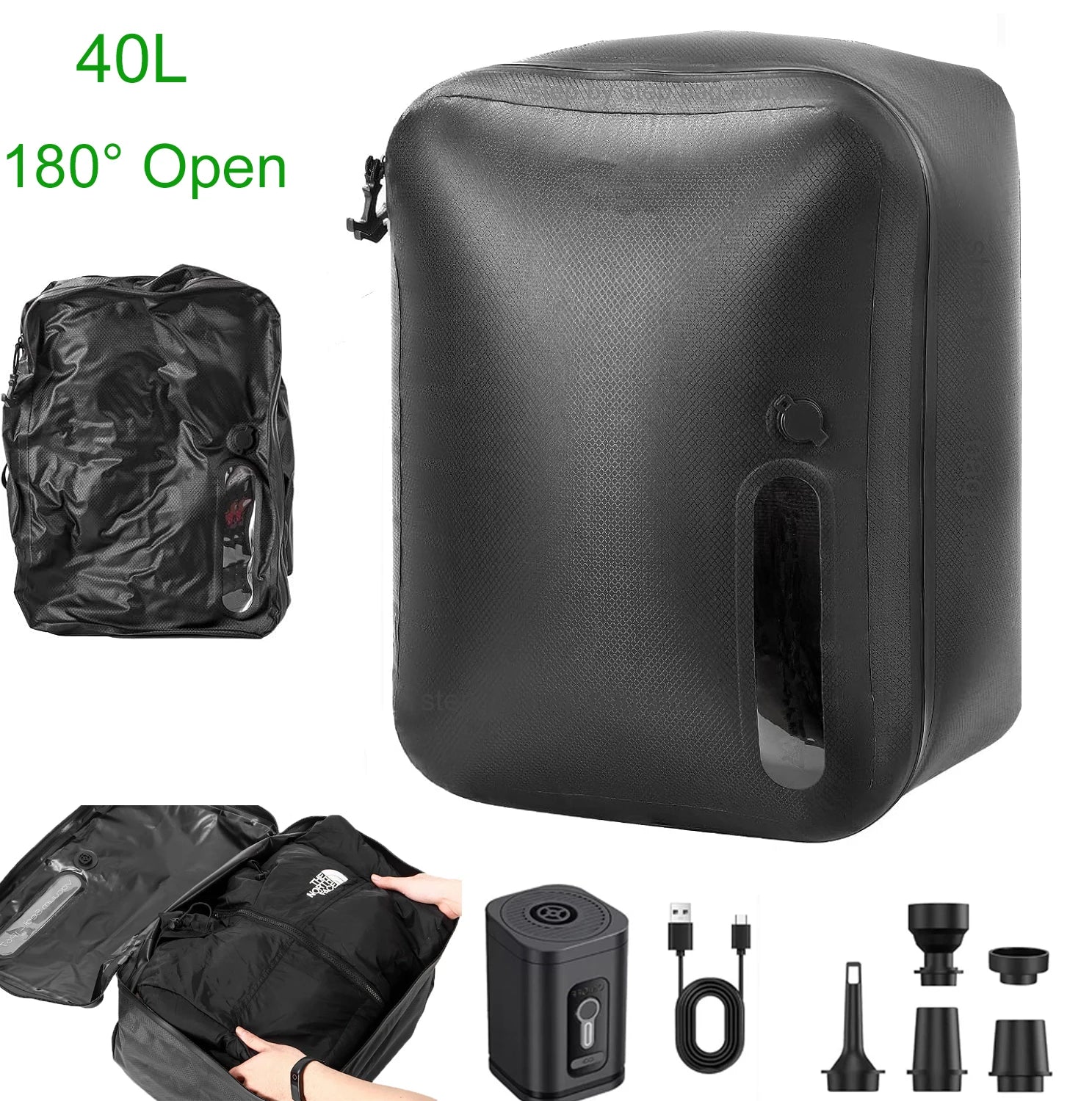 Vacuümzakken Kleding Set 17L-40L met Automatische Luchtpomp voor Bagagecompressie 17