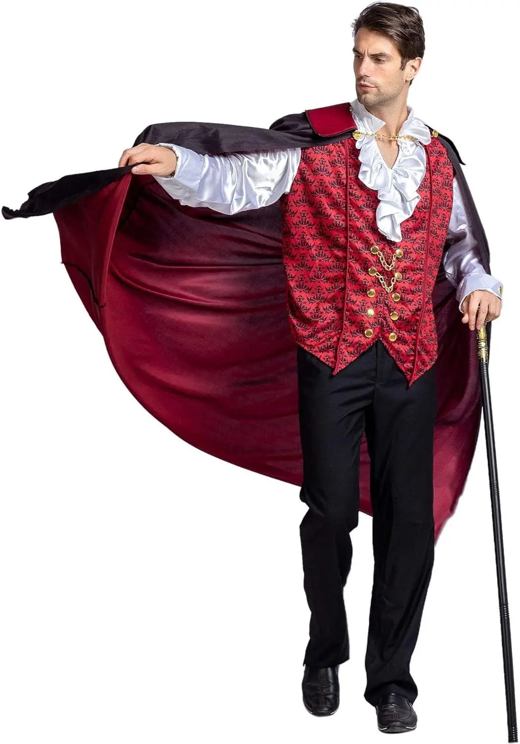 BloodCrest – Costume Vampiro Uomo con Mantello – Abito di Halloween