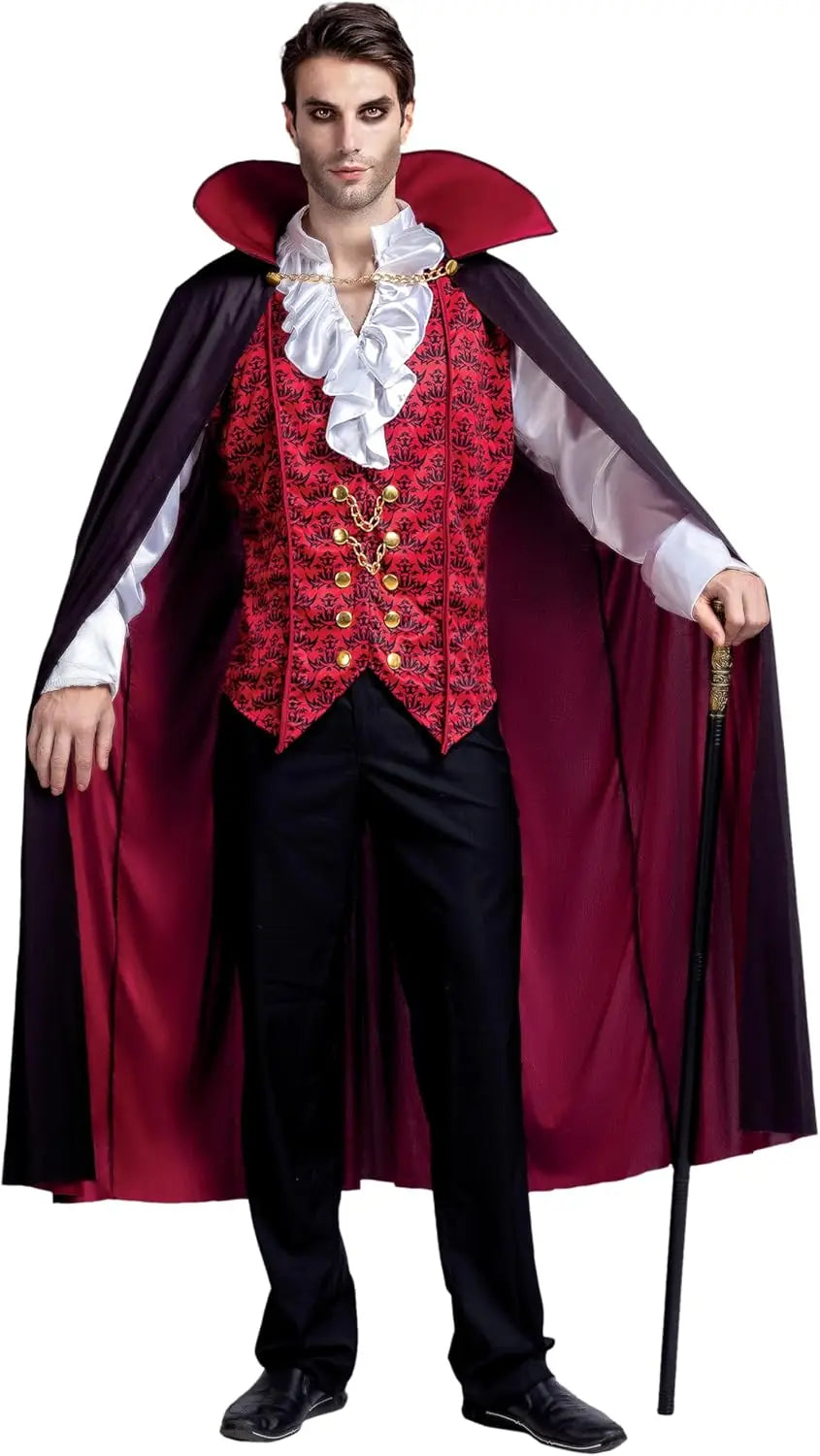 BloodCrest – Costume Vampiro Uomo con Mantello – Abito di Halloween