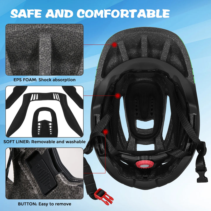 Veilige Kinderhelm Fiets - Afneembare Integraalhelm Voor Kinderen, Verstelbaar en Ventileerbaar 4