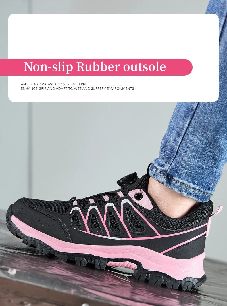 Veiligheidsschoenen Dames S3 met Stalen Neus, Ademend en Antislip, Roze 4