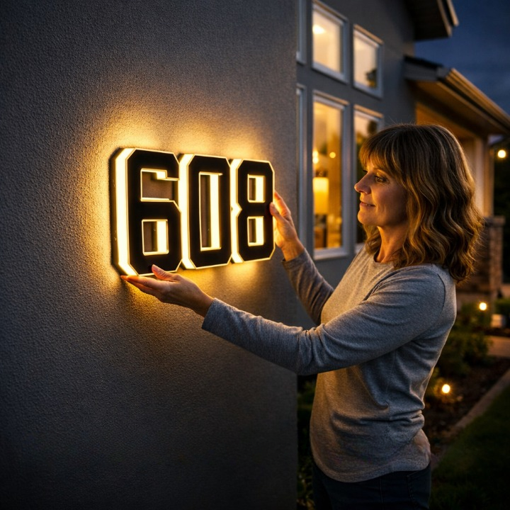 Verlicht Huisnummerbord op Zonne-energie met Automatische LED-Verlichting bij Schemering | Sansoti 0
