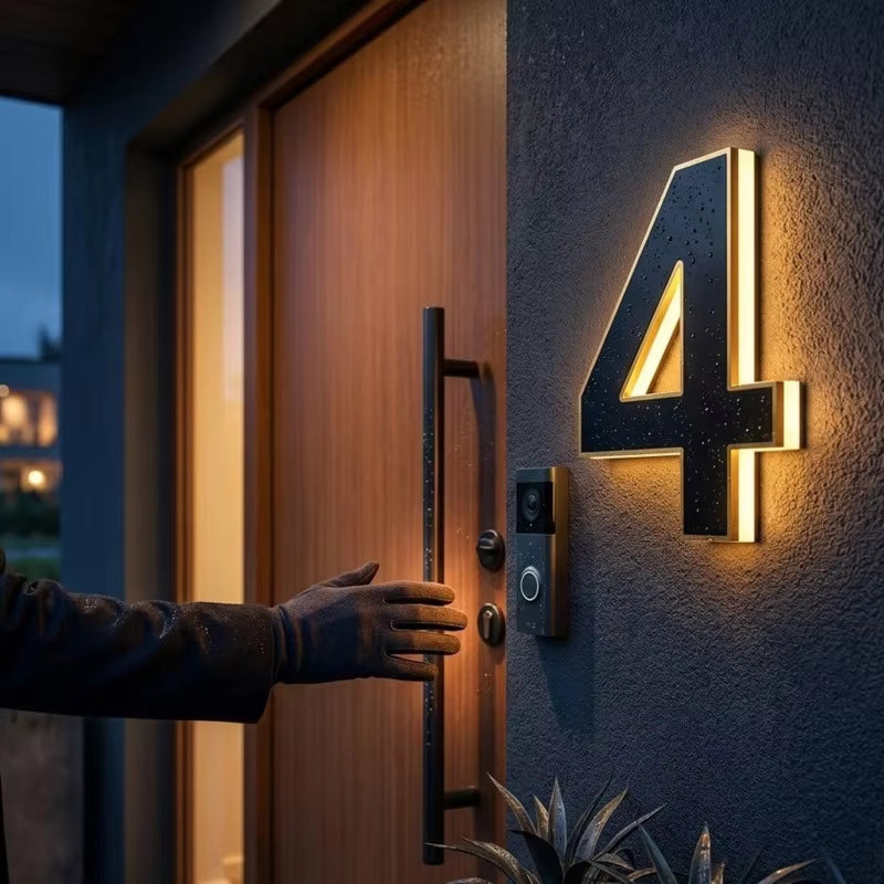 Verlicht Huisnummerbord op Zonne-energie met Automatische LED-Verlichting bij Schemering | Sansoti 1