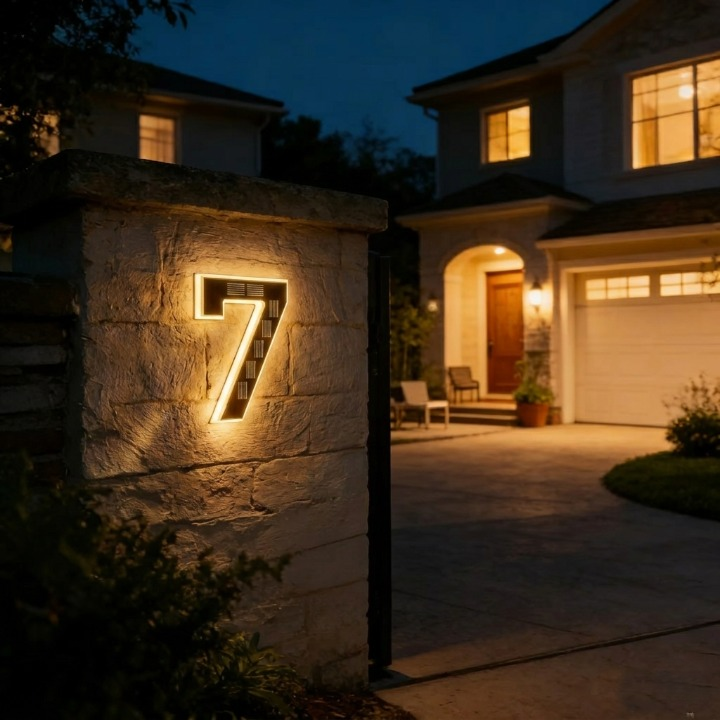 Verlicht Huisnummerbord op Zonne-energie met Automatische LED-Verlichting bij Schemering | Sansoti 17