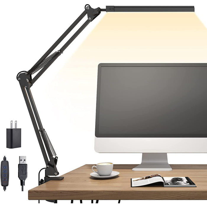 Verstelbare LED-bureaulamp met dimfunctie en kleurtemperatuur | Moderne aluminium tafellamp | Werkplek verlichting | Studielamp met geheugen | Sansoti 0