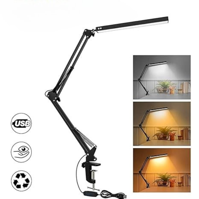 Verstelbare LED-bureaulamp met dimfunctie en kleurtemperatuur | Moderne aluminium tafellamp | Werkplek verlichting | Studielamp met geheugen | Sansoti 2