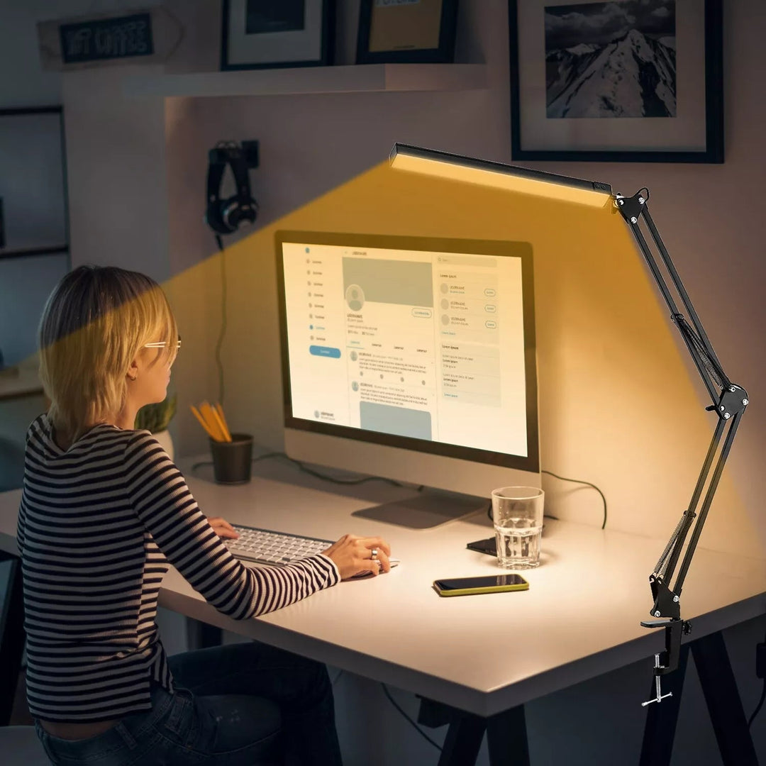 Verstelbare LED-bureaulamp met dimfunctie en kleurtemperatuur | Moderne aluminium tafellamp | Werkplek verlichting | Studielamp met geheugen | Sansoti 3