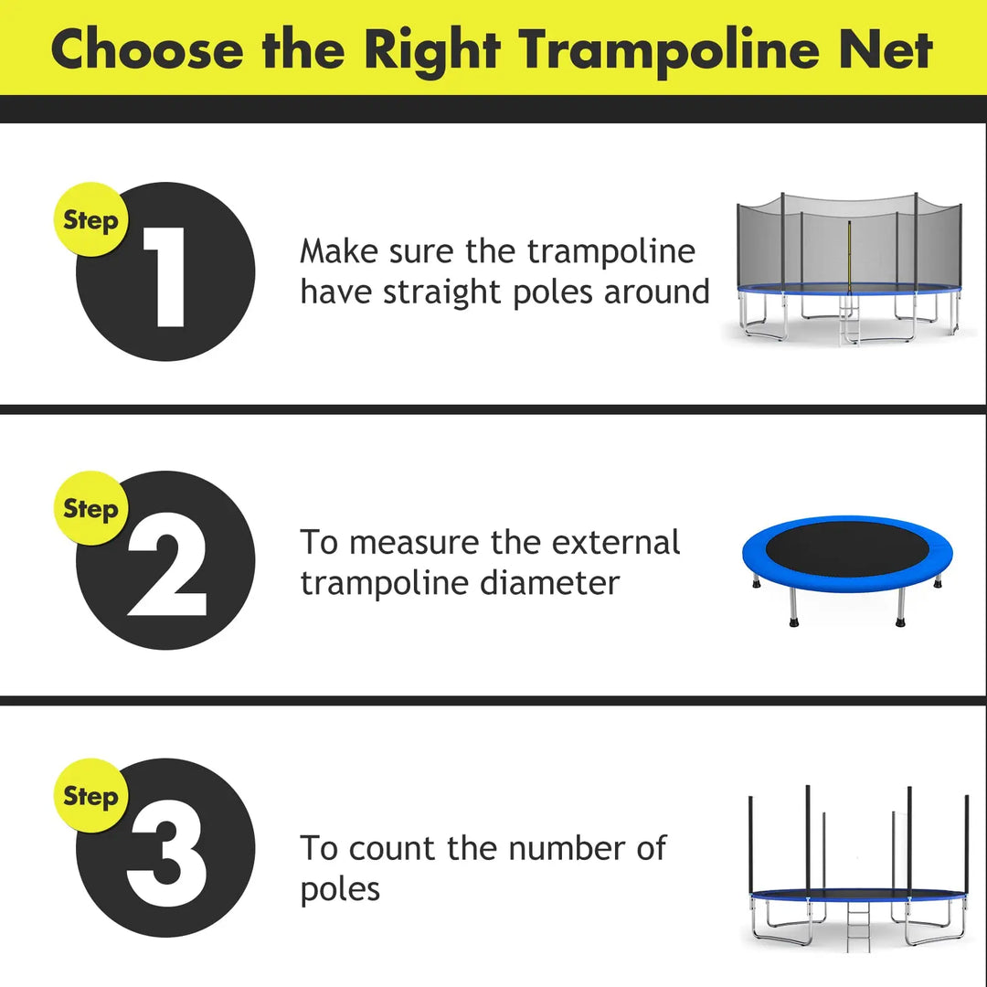 Vervangend Veiligheidsnet voor Trampolines 6Ft, 8Ft, 10Ft - Scheurbestendig PE 2