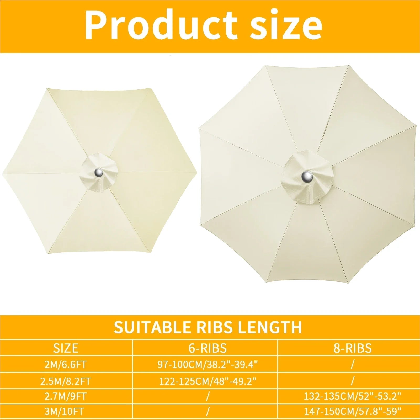 Vervangingshoes voor parasol 6/8 spaken waterafstotend met ventilatie 2-3 meter | Sansoti 5