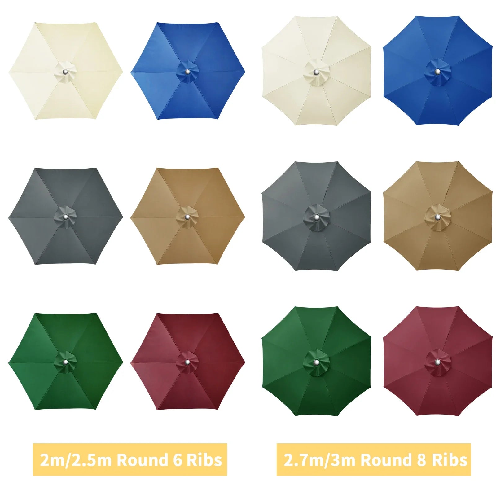 Vervangingshoes voor parasol 6/8 spaken waterafstotend met ventilatie 2-3 meter | Sansoti 6