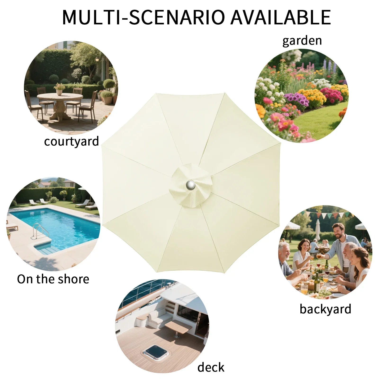 Vervangingshoes voor parasol 6/8 spaken waterafstotend met ventilatie 2-3 meter | Sansoti 7