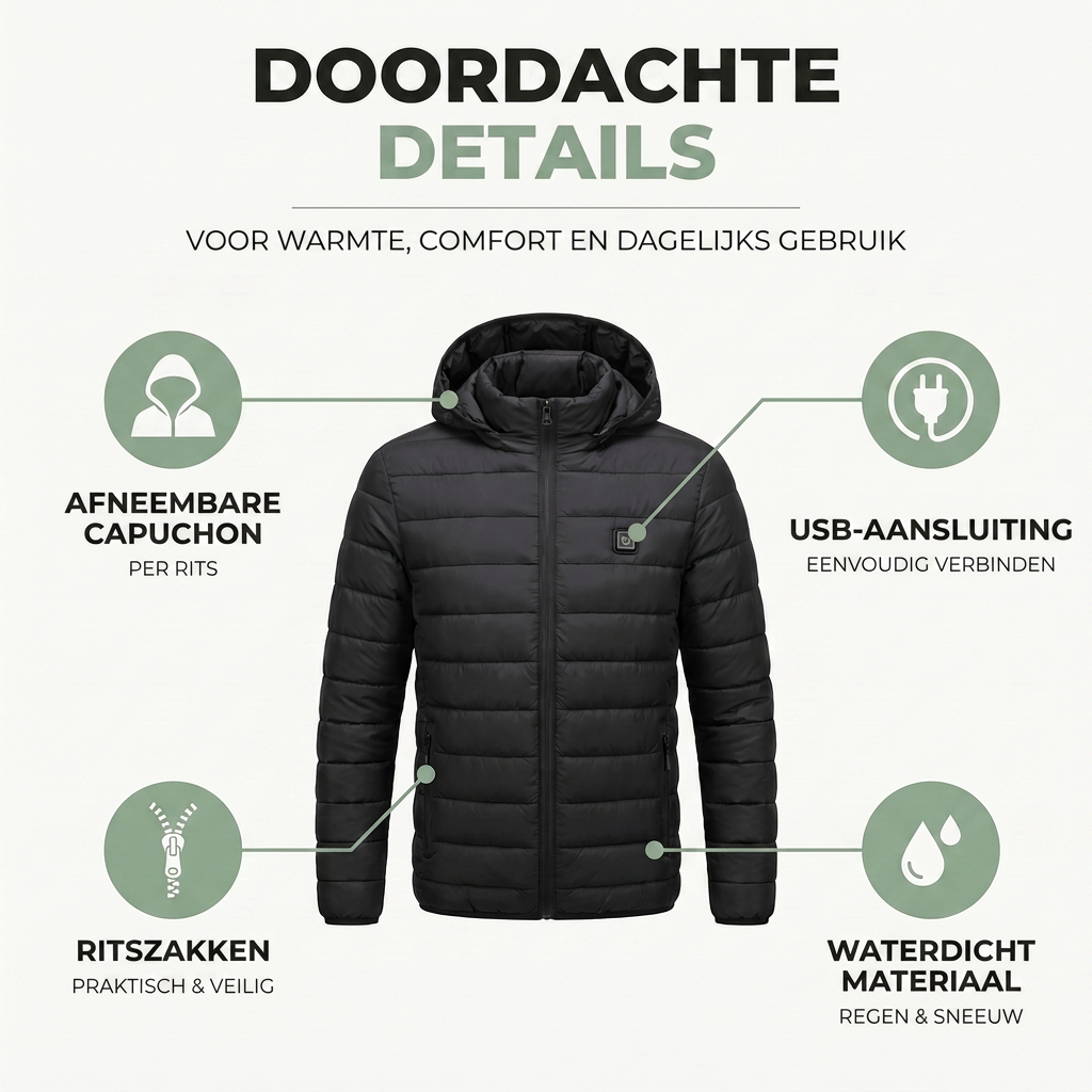 Verwarmde Jas Heren & Dames - 9 Warmtezones - Waterdicht & USB 2