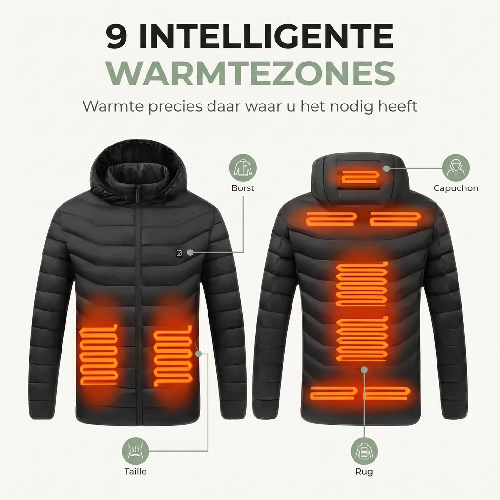 Verwarmde Jas Heren & Dames - 9 Warmtezones - Waterdicht & USB 3