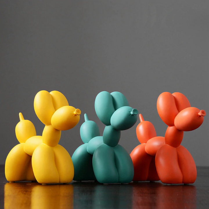 Canovo Ballonhond Figura – Hecho a mano en Poliresina con Acabado Mate en Colores Vivos