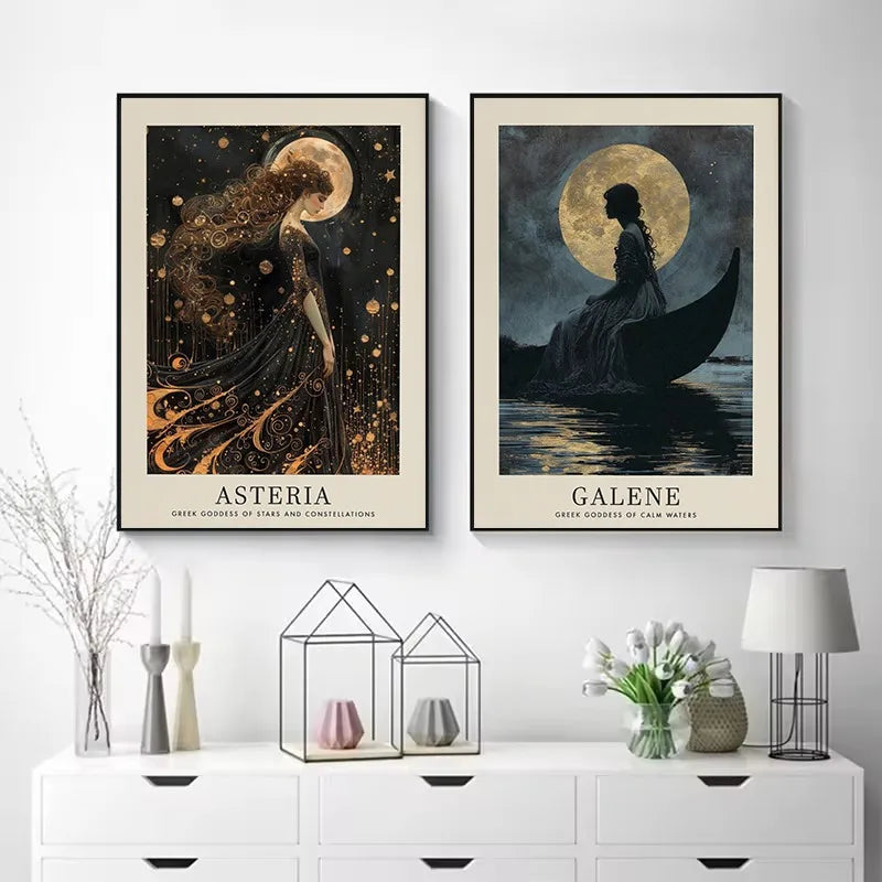 Vintage Canvas Schilderij Griekse Godinnen Aphrodite en Hera voor Woonkamer 1