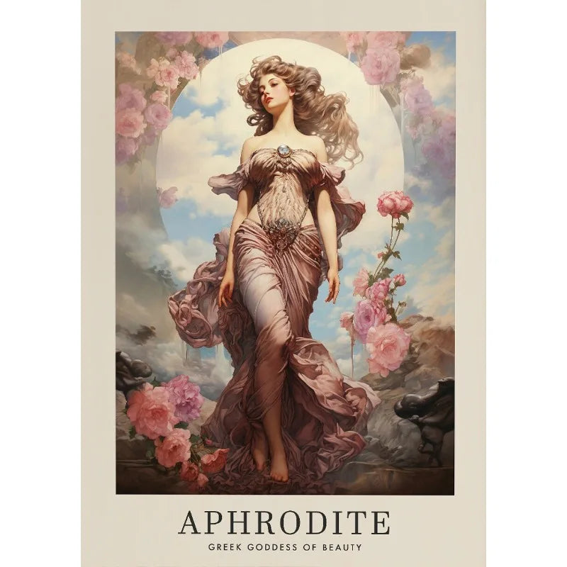 Vintage Canvas Schilderij Griekse Godinnen Aphrodite en Hera voor Woonkamer 14