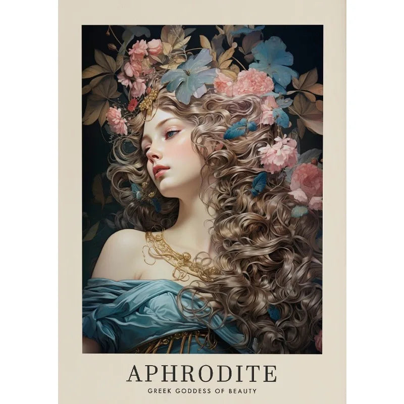 Vintage Canvas Schilderij Griekse Godinnen Aphrodite en Hera voor Woonkamer 8