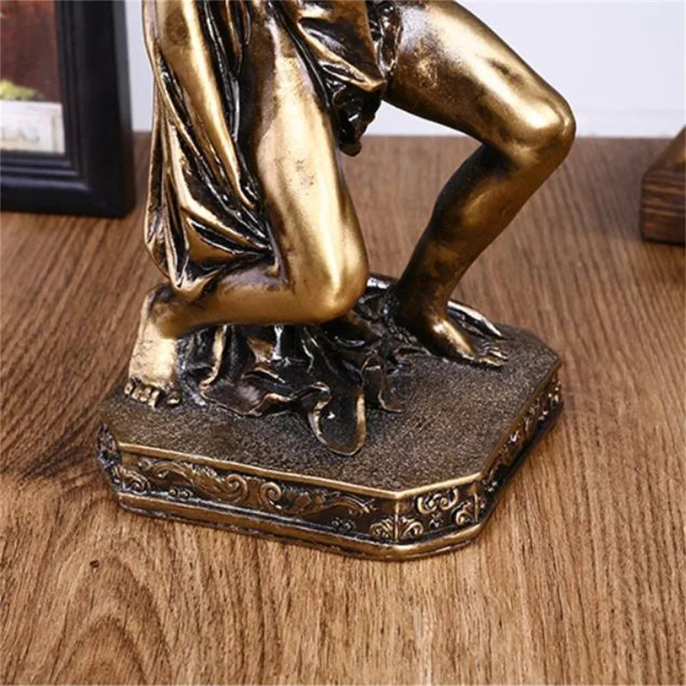 Vintage Griekse Atlas Standbeeld van Hars, Handgemaakt Mythologisch Decor voor Kantoor en Boekenplank 3