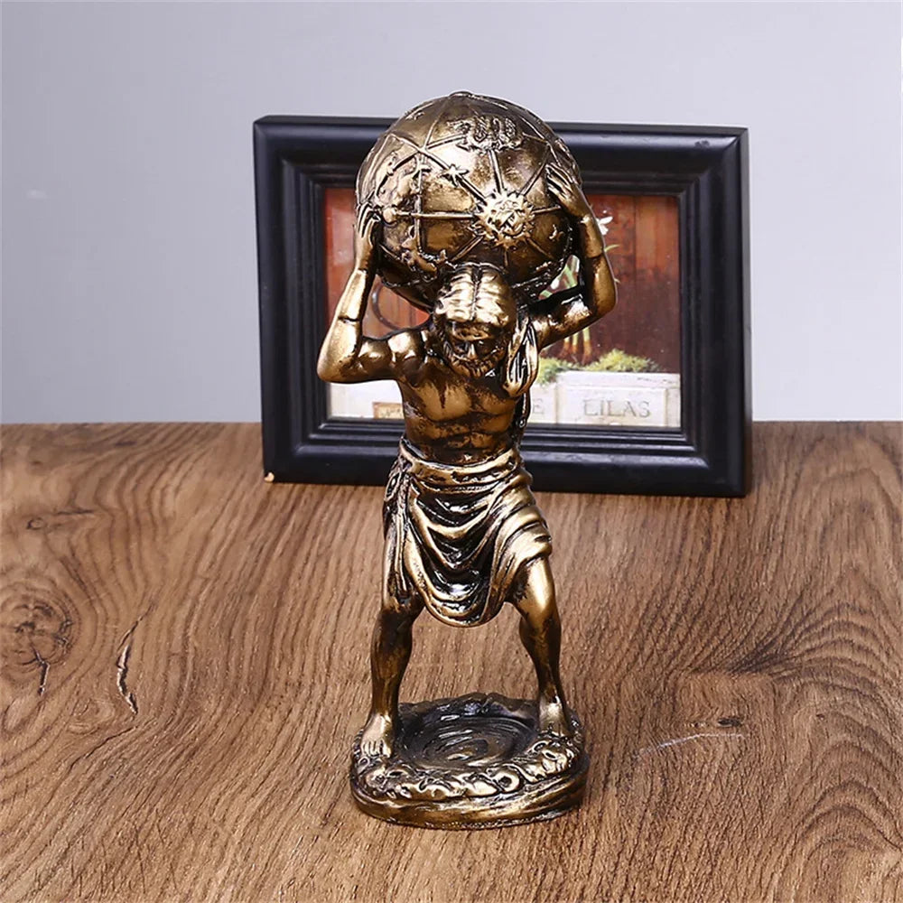 Vintage Griekse Atlas Standbeeld van Hars, Handgemaakt Mythologisch Decor voor Kantoor en Boekenplank 5