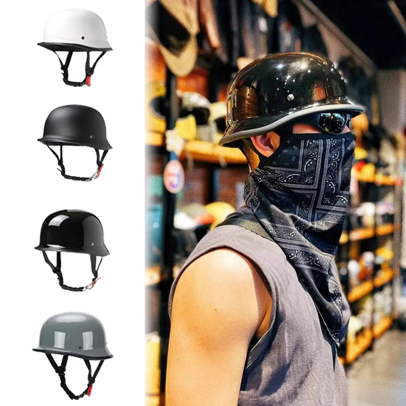 Vintage Retro Motorhelm voor Zomergebruik - Halve Helm met Goede Ventilatie en Veiligheidsbril 1