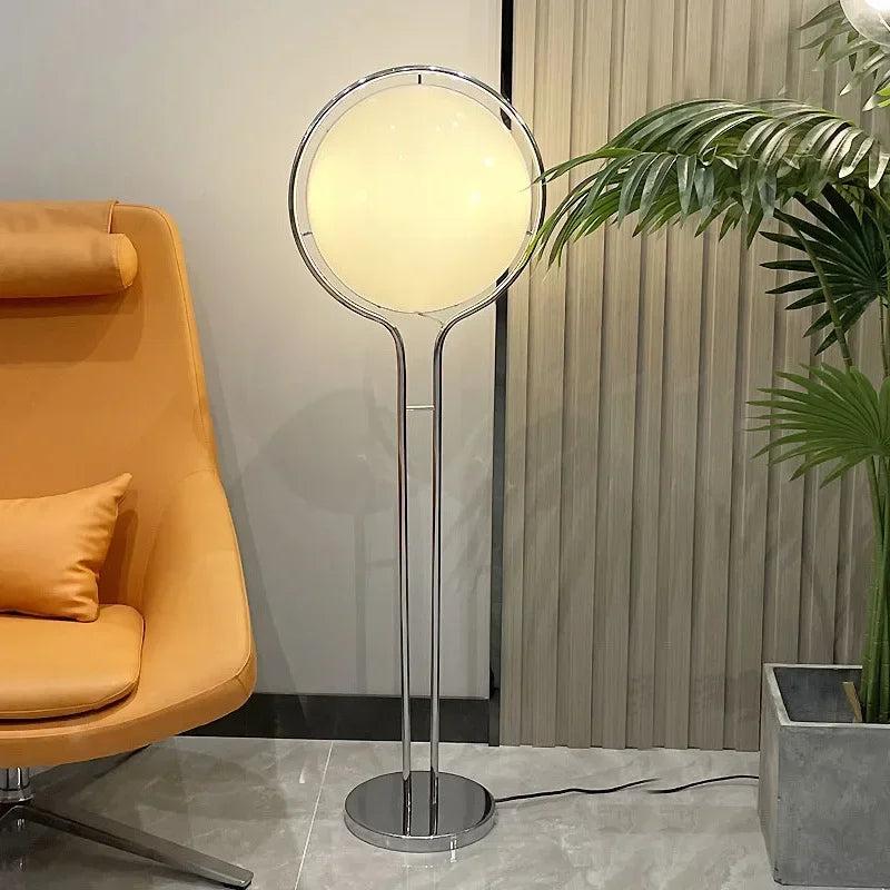 Vloerlamp Bol Wit Acryl Chroom Metaal Art Deco Design E27 LED | Sansoti 5