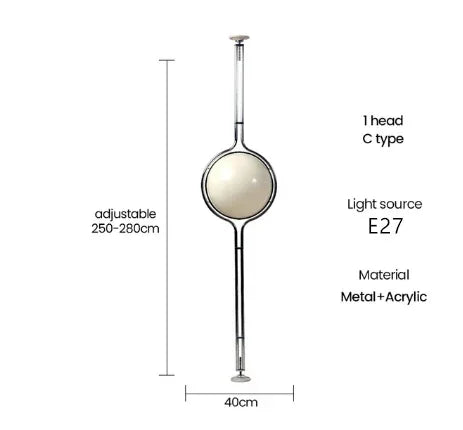 Vloerlamp Bol Wit Acryl Chroom Metaal Art Deco Design E27 LED | Sansoti 8