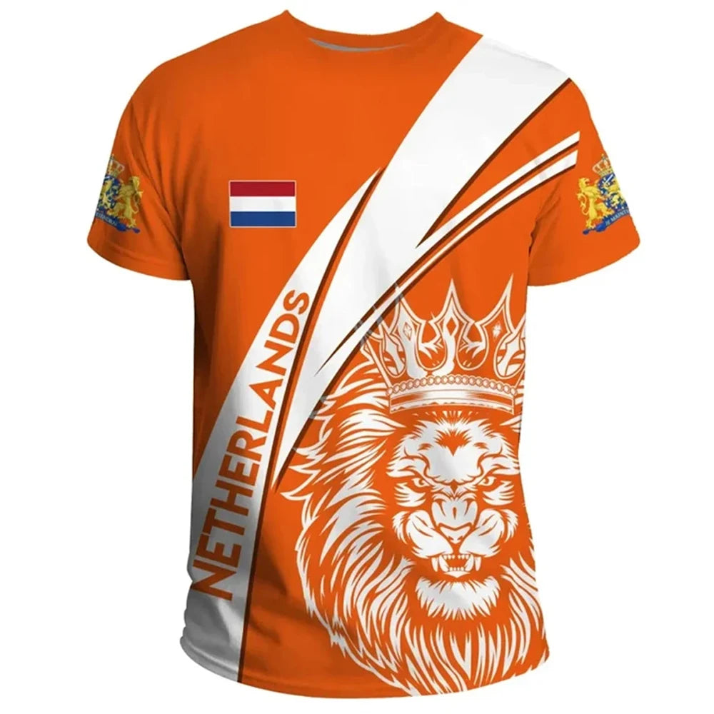 Voetbalshirt Nederland 2024 met 3D Afdruk Nederlandse Vlag 0