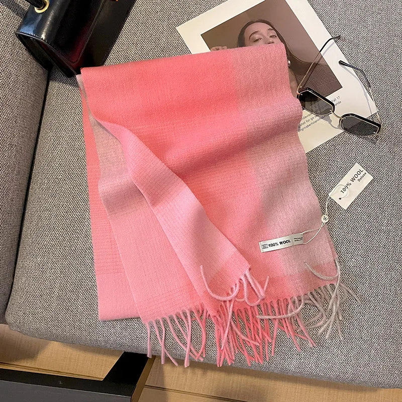 Merivelle Wol Sjaal – Luxe 100% Wollen Wintersjaal met Dambordpatroon, Warm & Stijlvol voor Vrouwen