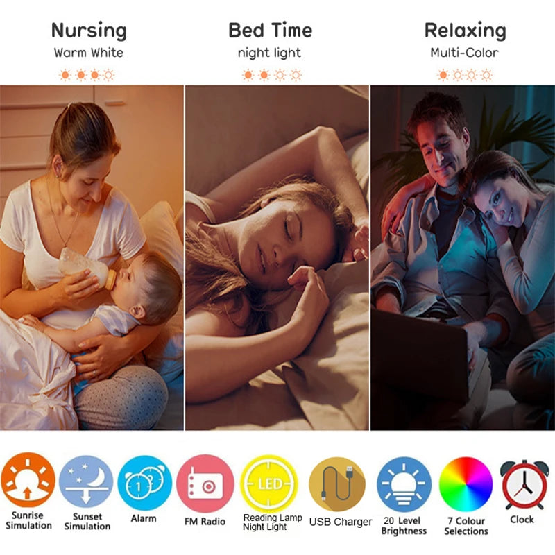 Wake-Up Light Wekker met Zonsopgangsimulatie, Dubbele Alarmen en FM-Radio 1