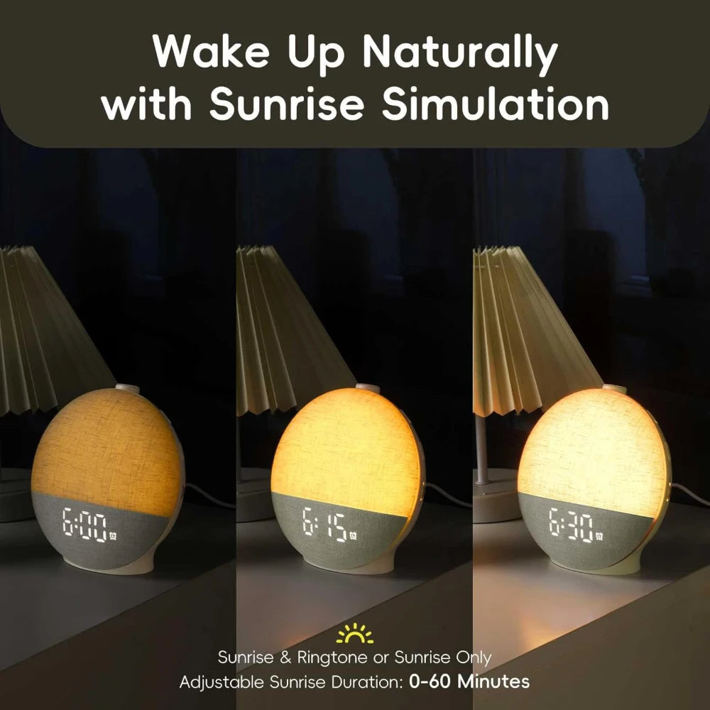 Wake-up Light met Zonsopgangfunctie, White Noise en Bluetooth Speaker, Wit 2