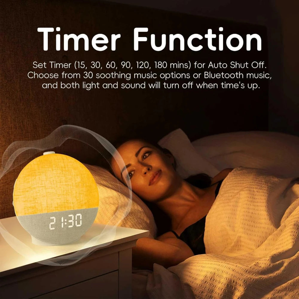 Wake-up Light met Zonsopgangfunctie, White Noise en Bluetooth Speaker, Wit 4