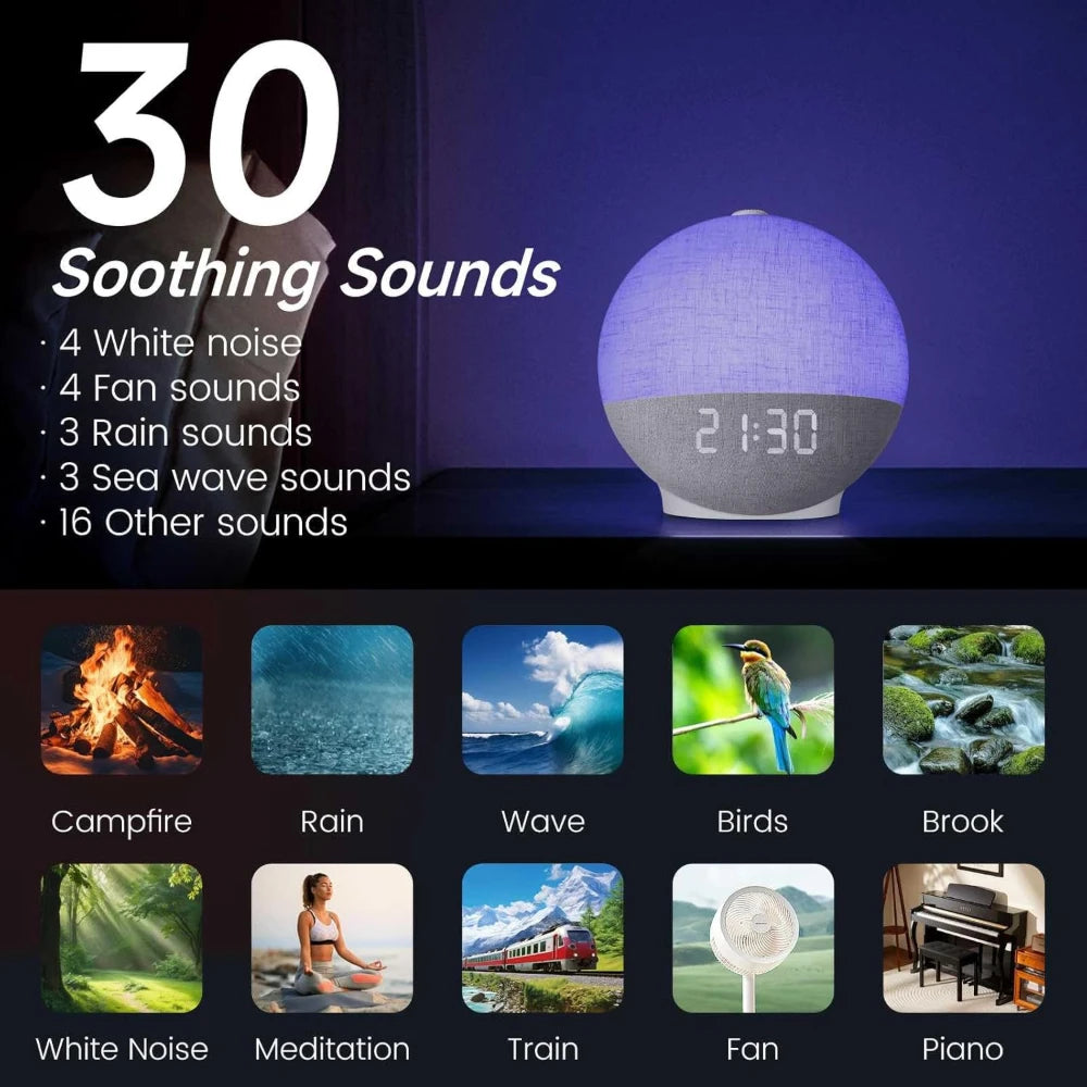Wake-up Light met Zonsopgangfunctie, White Noise en Bluetooth Speaker, Wit 5