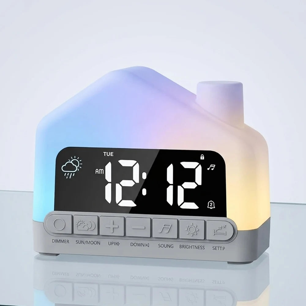 Wake Up Light Wekker met Natuurlijke Zonsopgang, 12 Kleuren Nachtlampje en Rustgevende Geluiden 0