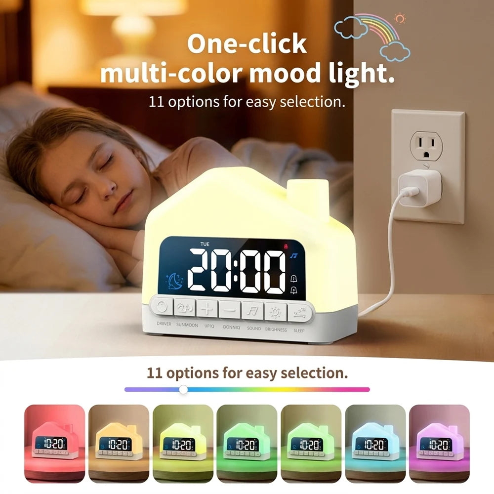 Wake Up Light Wekker met Natuurlijke Zonsopgang, 12 Kleuren Nachtlampje en Rustgevende Geluiden 1