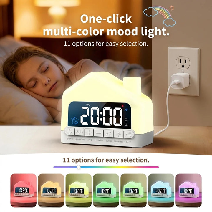 Wake Up Light Wekker met Natuurlijke Zonsopgang, 12 Kleuren Nachtlampje en Rustgevende Geluiden 1